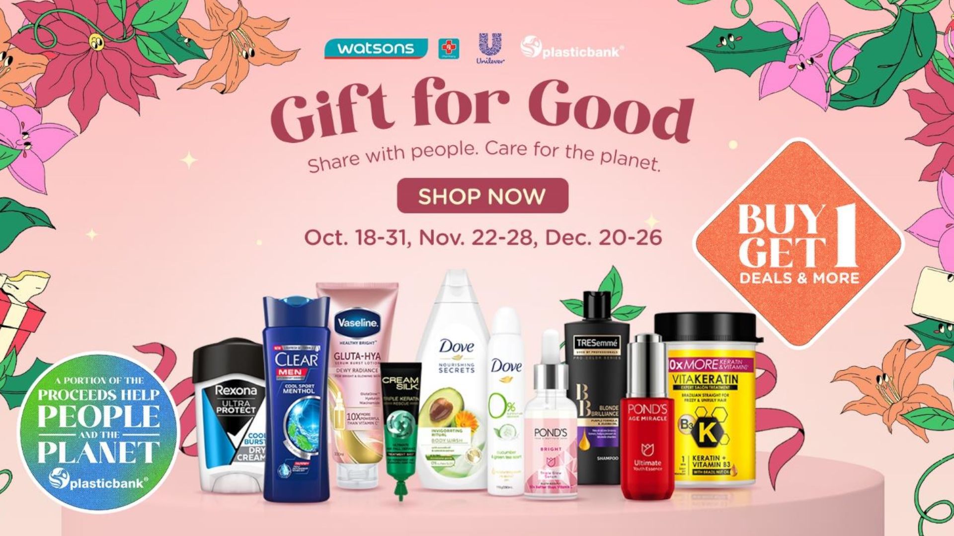Unilever beauty and personal care deals available in the Gift for Good campaign in partnership with Watsons