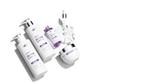 Dove DermaCare’s products on a white background with info that users can see up to 95% less hair fall